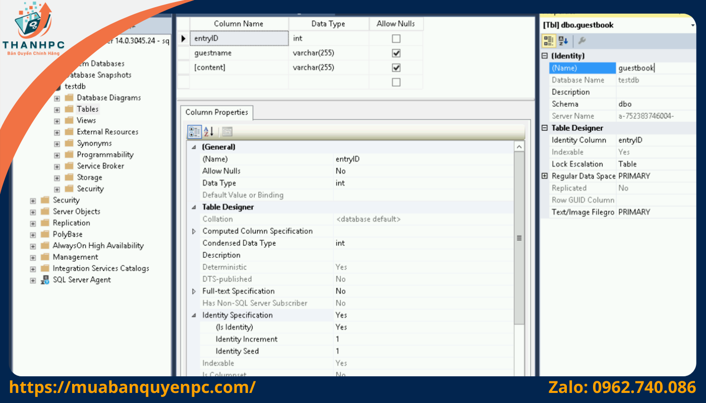 Tạo bảng với SQL Server