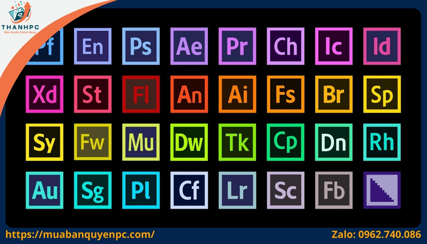 Adobe Full Apps bao gồm những công cụ mạnh mẽ như Photoshop, Illustrator, Premiere – sẵn sàng đáp ứng mọi nhu cầu sáng tạo