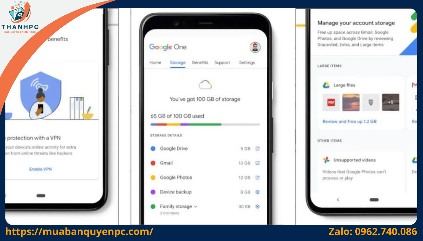 Giao diện Google One trên điện thoại