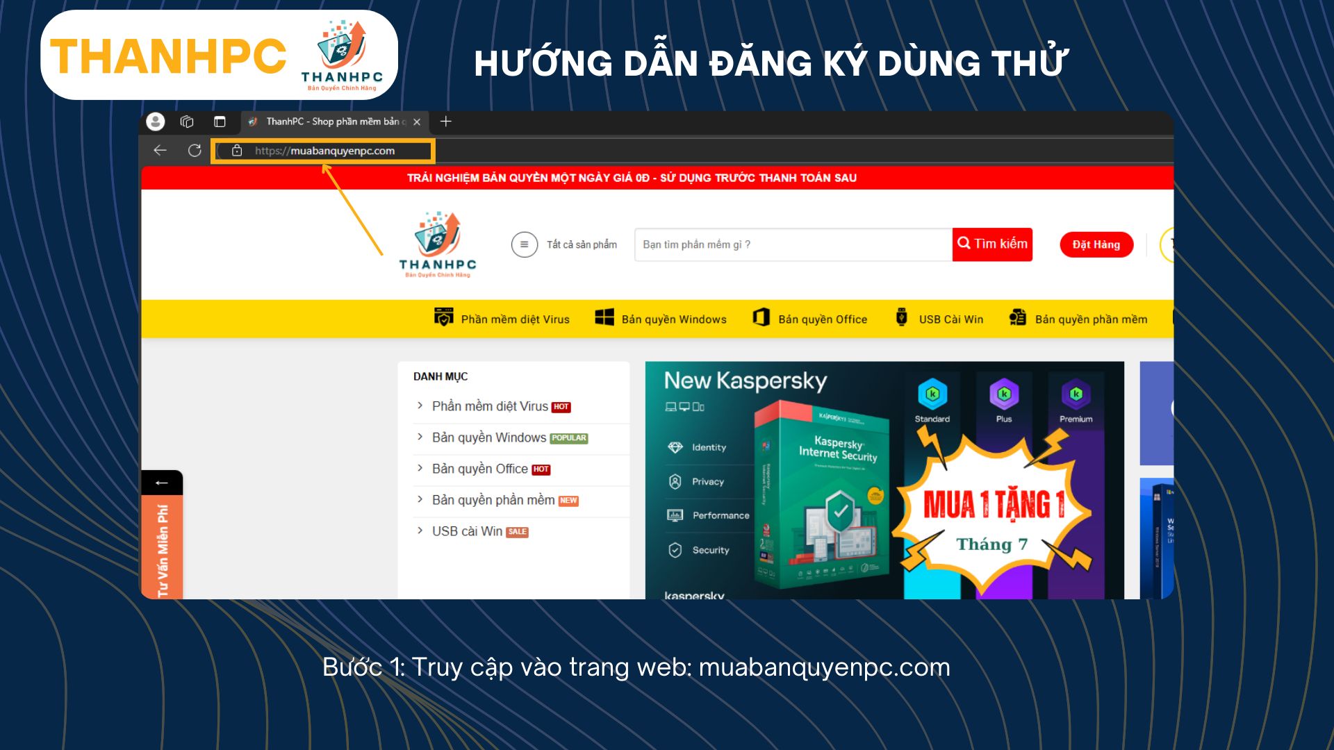 Bước 1 đăng ký dùng thử tại ThanhPC