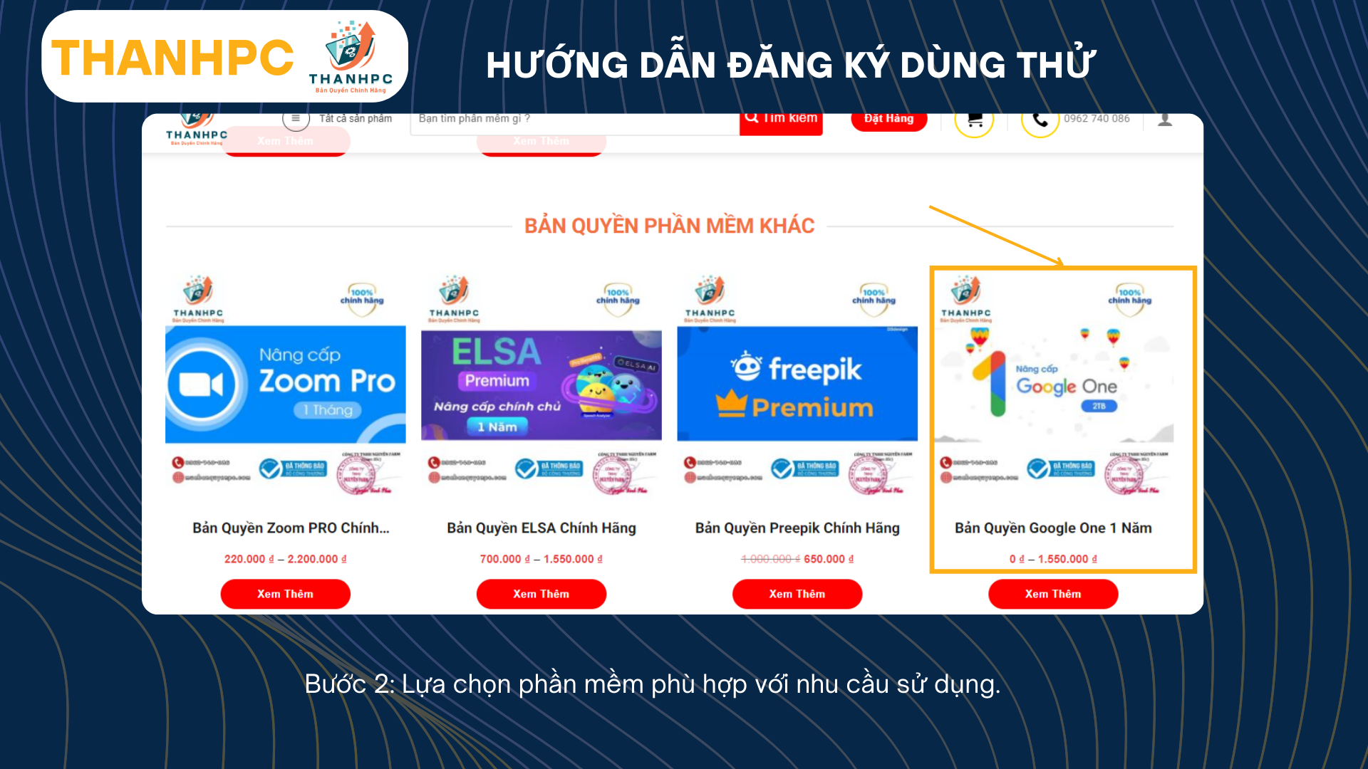 Bước 2 đăng ký dùng thử tại ThanhPC