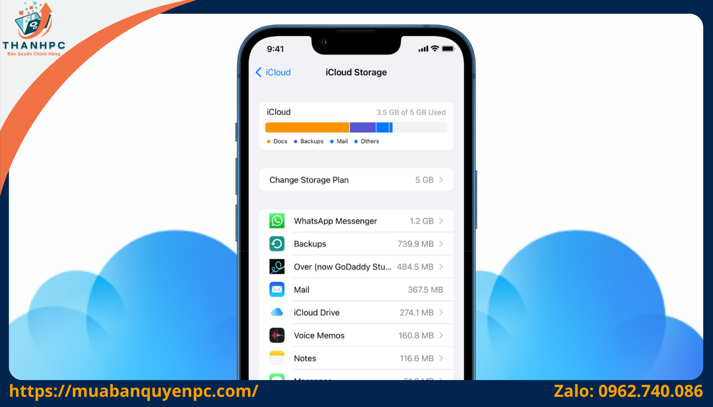 Dung lượng Icloud trên Iphone