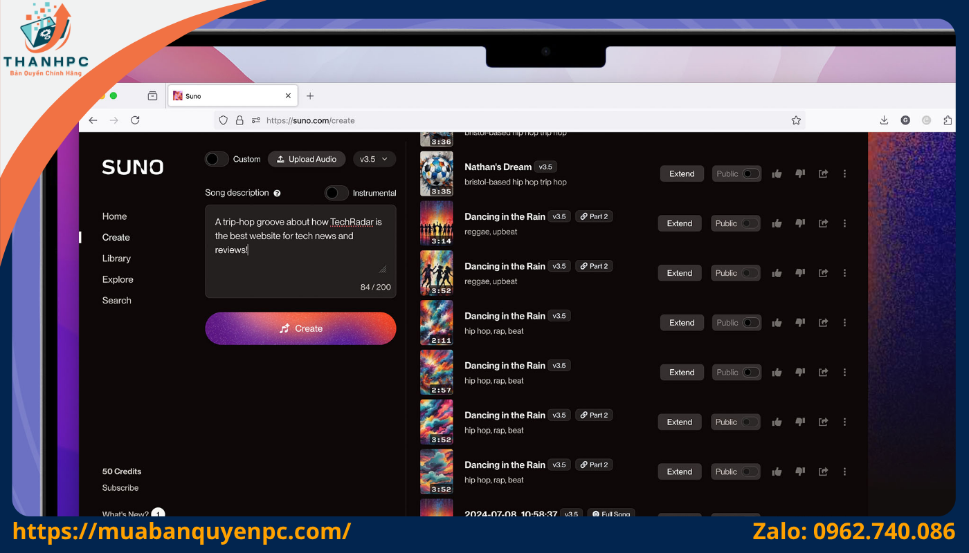 Tạo nhạc từ Text của Sụno AI